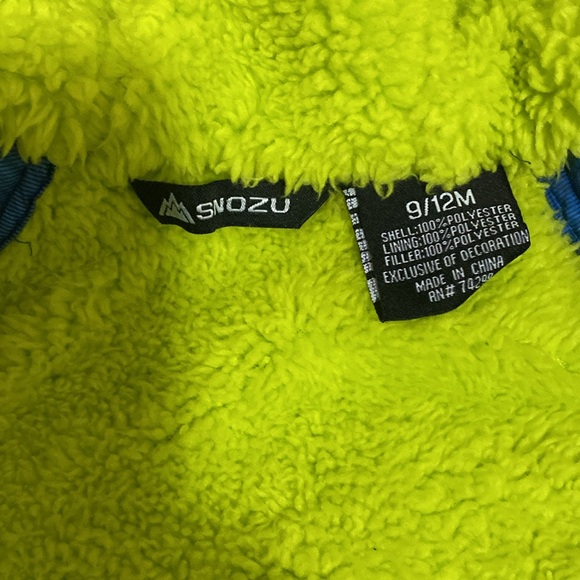 Snozu Blue/Lime Green Baby Puffer Snowsuit Size 9/12 Month - Picture 7 of 8